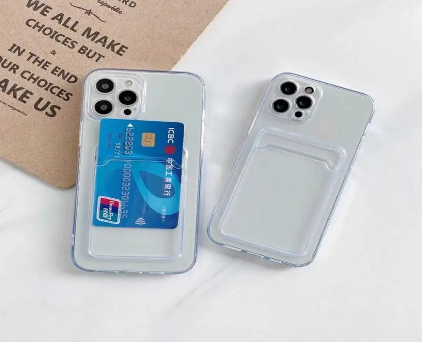Kartensteckplatz-Taschen-Kristall-TPU-Hüllen für iPhone 14 Plus 2022 13 Pro Max 12 Mini iPhone14 11 XR X XS 10 8 7 Credit ID Fine Hole Soft 9045508