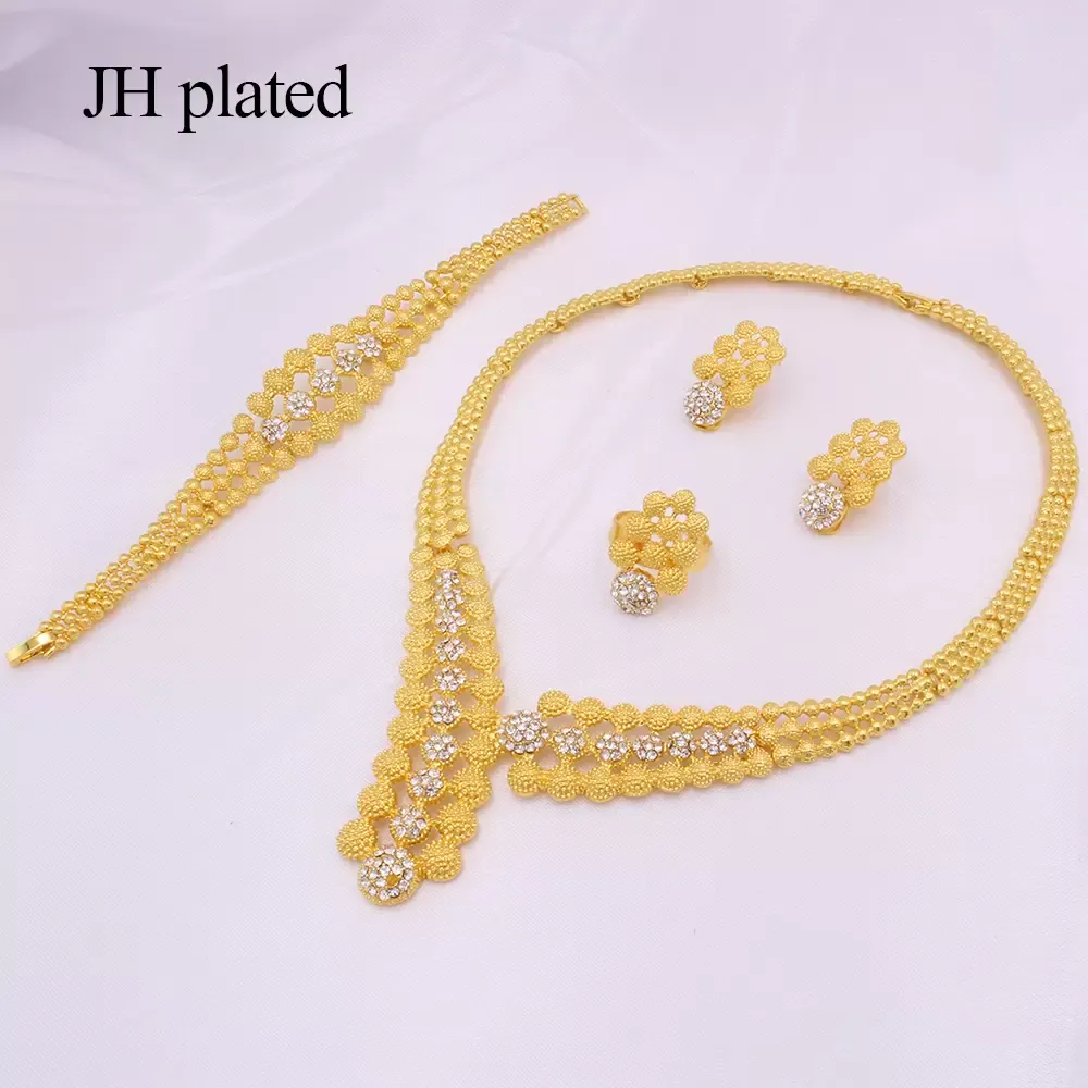 Ethiopia 24K Gold Jewelry sets for women jewellery African wedding bridal gifts bridal party Bracelet Necklace earrings ring set 201215