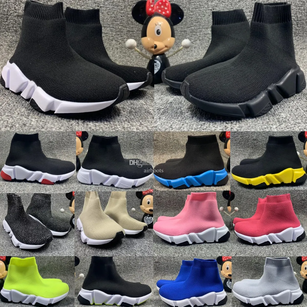 designer schoenen voor kinderen snelheid Sok sneakers Parijs peuter hoog zwarte sneakers meisjes jongens Blauw Rood baby kind jeugd Wit Wandelschoen hardloop geel Rose Hortensia Sneaker