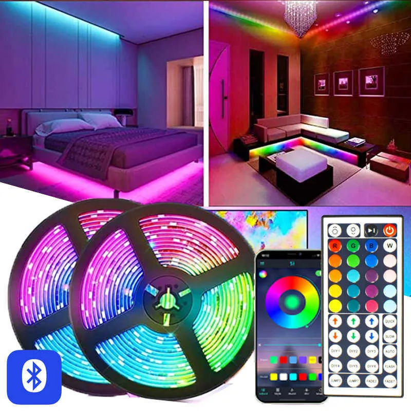 LED-remsor LED-striplampor för rumsljus TV Backlight Color RGB Neon Lights LED 1-5m 10 m 15m 20m 30m luces LED-dekoration Jul P230315
