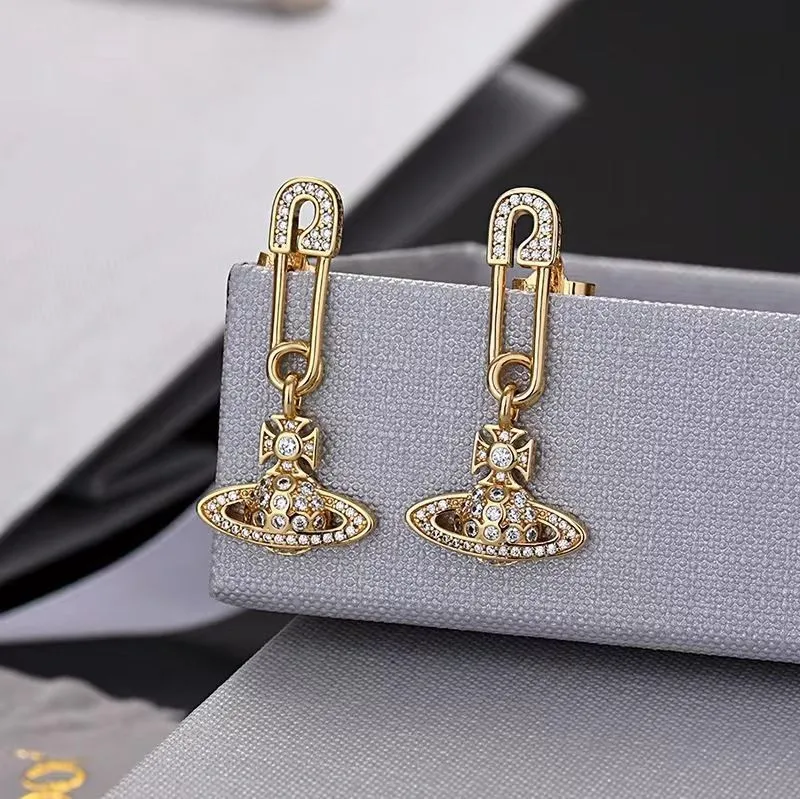 Concepteurs d'épingles planétaires boucles d'oreilles de charme marque féminine diamant oreille diamant féminine fiançailles de mariage bijoux de mariée