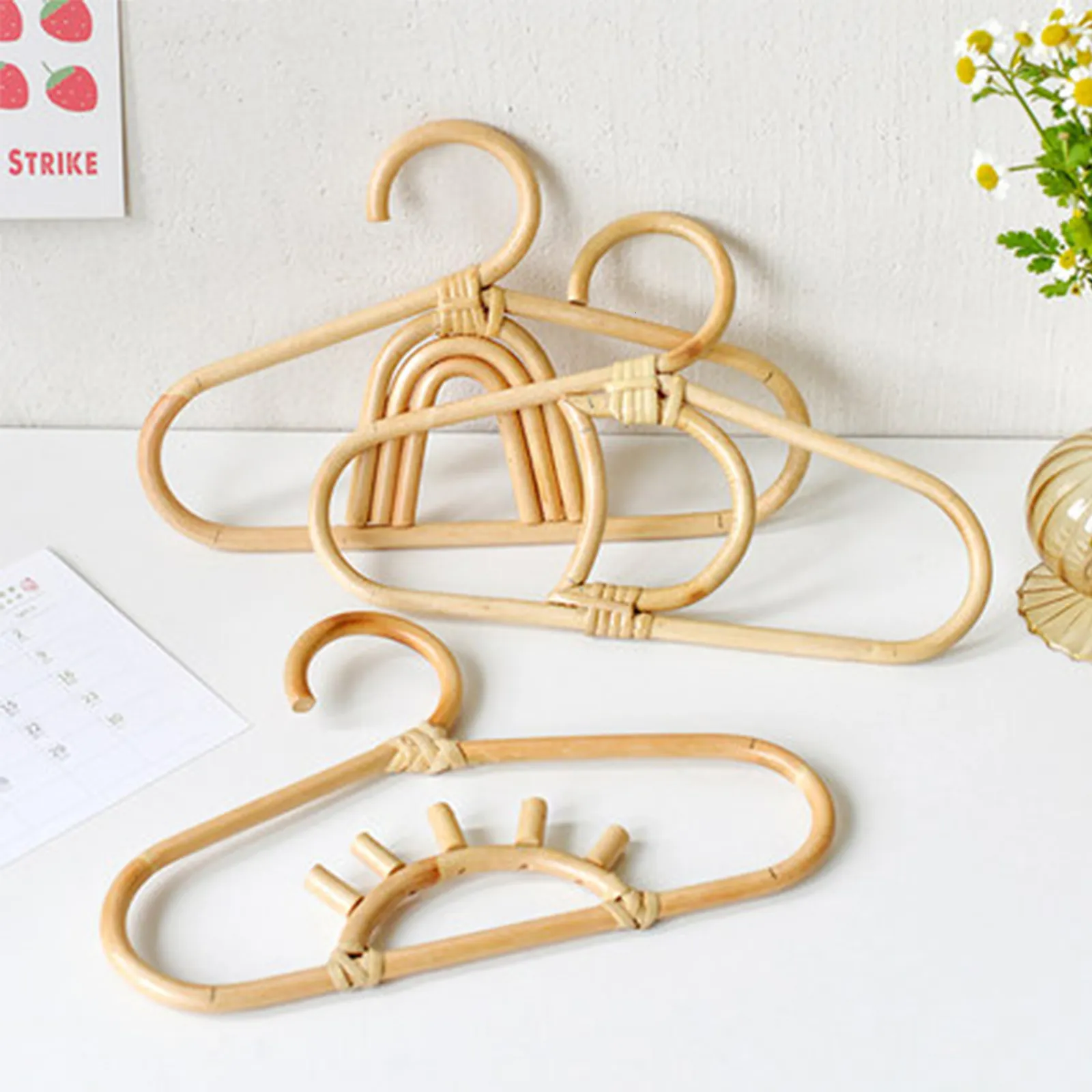 Hangers Racks 3 uds, percha de ropa de ratán, estilo organizador de ropa para niños, percha para niños, percha para decoración de habitación de niños, ganchos para ropa 230316