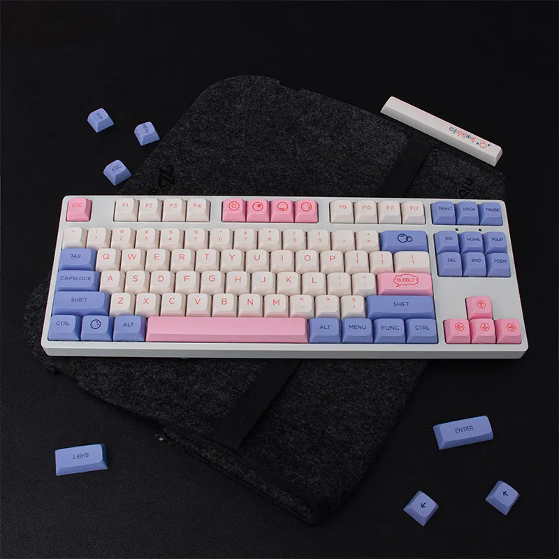 Keyboards Bubble Theme 127 Keys XDA Profile DYE-SUB PBT Keycap English Custom Personality Keycaps For Mechanical Keyboard MX Switch