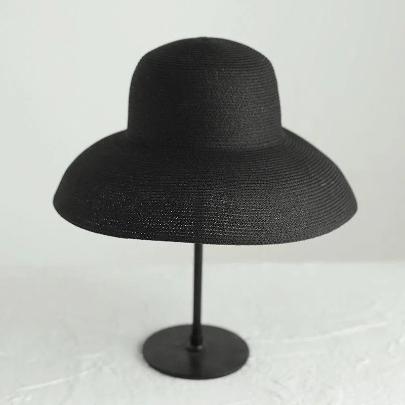 Cappelli a tesa larga Vintage pieghevoli da donna Sun Travel Holiday Retro Round Top Big Visiera di paglia per le donne Berretto da spiaggia Sombreros De Mujer