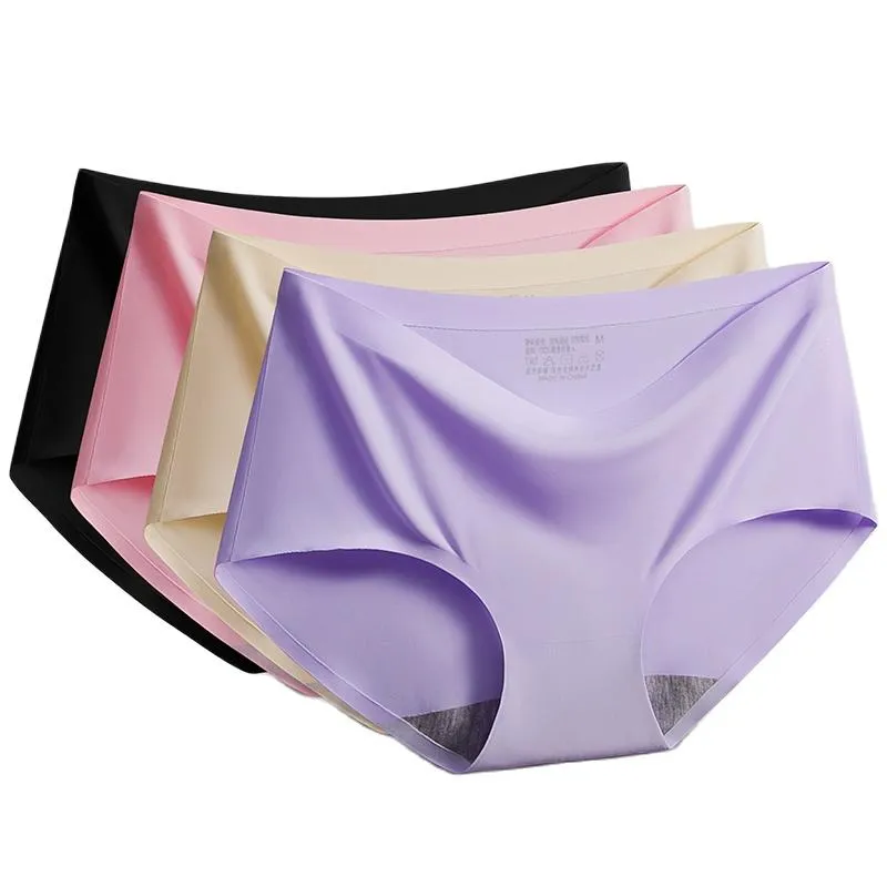 Seamless Ice Silk Underwear For Women Sexy Low Waist Nylon