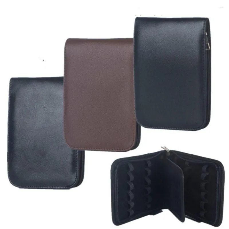 Black en cuir stylo poche Protector Rangement Context Bac Cas pour 12 stylos