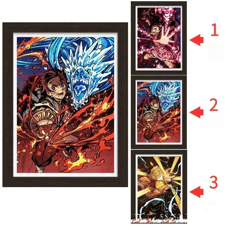 3D stereoscopic painting multi-style gradual change poster anime naked eye painting wholesale retail PET raster painting 30-40cm Gifts