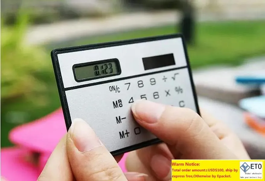 Piccola calcolatrice tascabile sottile Carta di cancelleria Calcolatrice portatile Mini calcolatrice palmare ultrasottile Energia solare