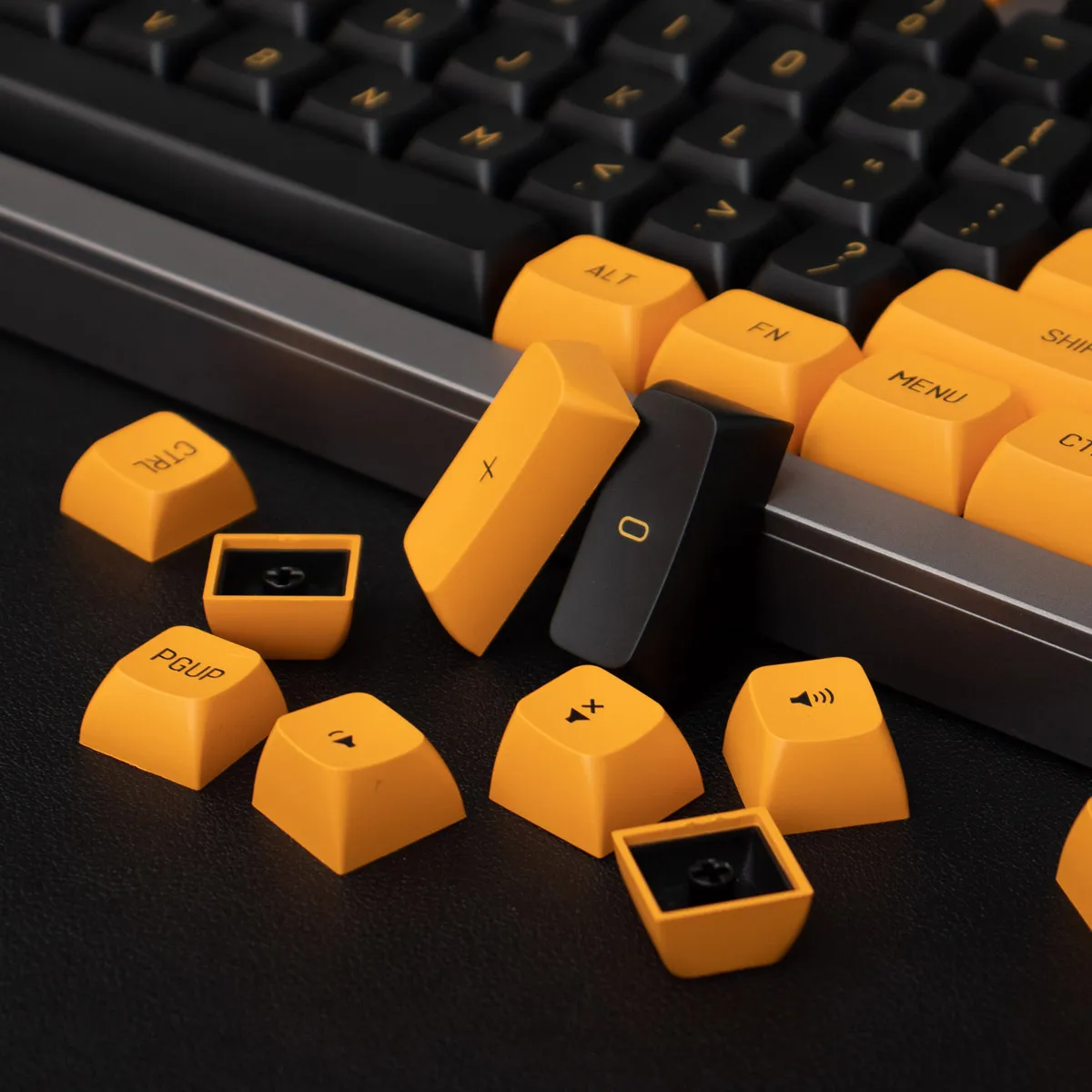 150 Keys Double Shot MSA Profile Yellow Black Keycaps for 61/64/68 ...