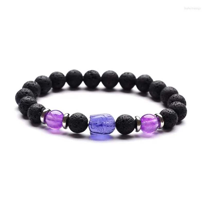 Strand Haute Qualité Marque Lave Volcanique Pierre Naturelle Noir Perlé Religieux Tête De Bouddha Bracelets Pour Femmes Unisexe Réglable Bijoux