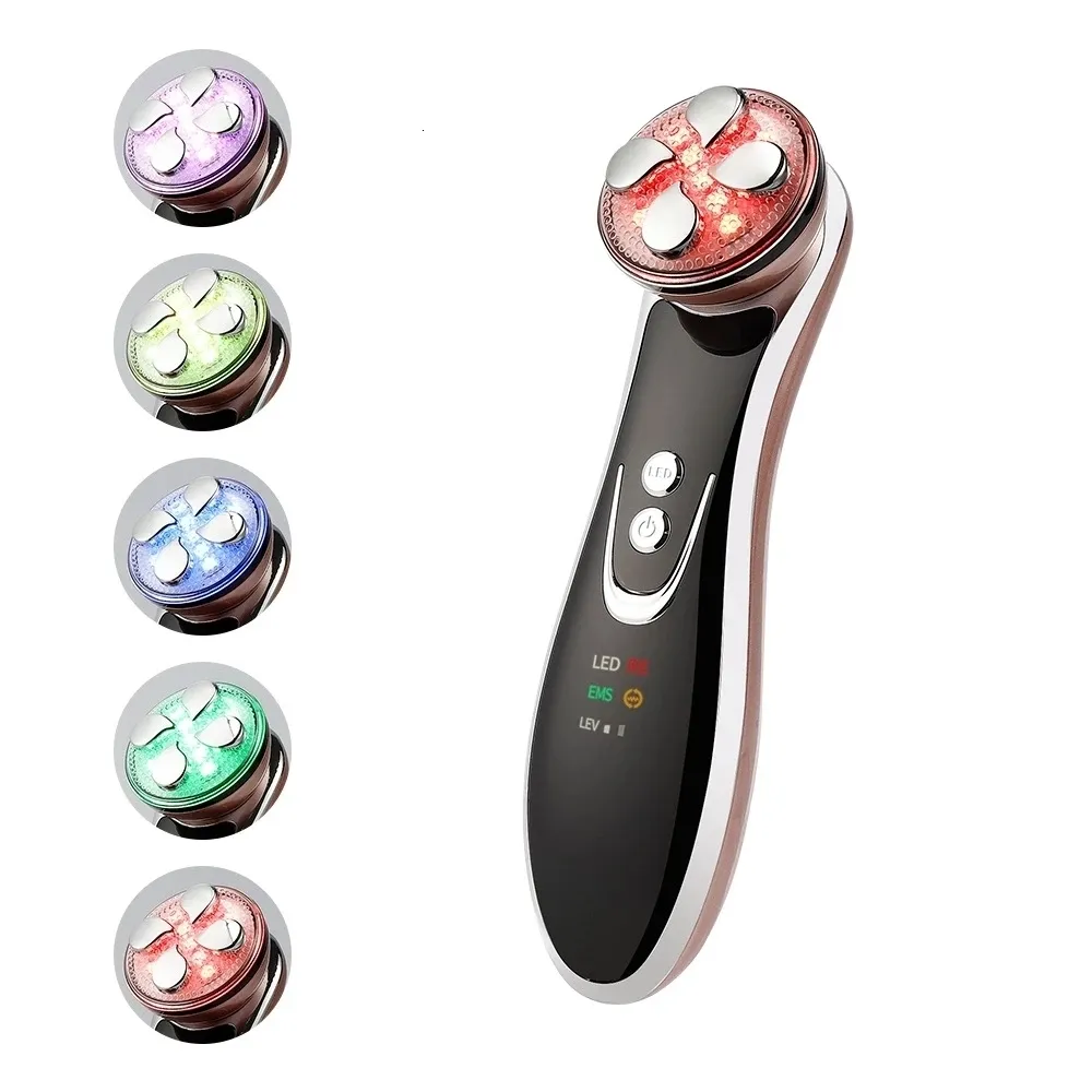 Masseur de visage 6LED Pon RF EMS radiofréquence rajeunissement de la peau levage de vibration resserrement dispositif de beauté anti-âge 230314