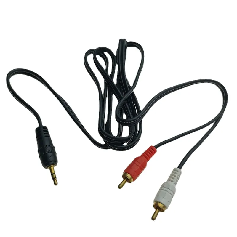 Ordinateur 3.5mm AUX mâle à 2 ports RCA mâle câble Audio stéréo cordon pour haut-parleur casque lecteur DVD TV décodeur 1.5M rouge blanc