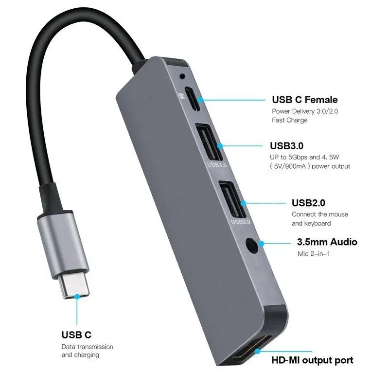 Type C HD MI USB C Hub PD Adapter Hub 1 USB 3.0 USB 1 USB 2.0 1 3 5 917 DHgate
