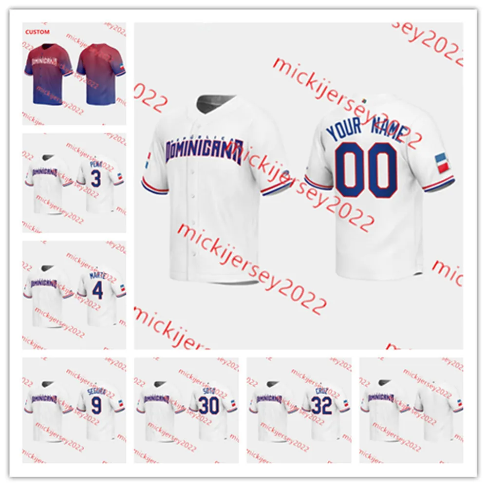 Maglia da baseball WBC Repubblica Dominicana cucita su misura 2023 47 Rafael Montero 50 Hector Neris Cristian Javier Genesis Cabrera Roansy Contreras Maglie Mens Youth