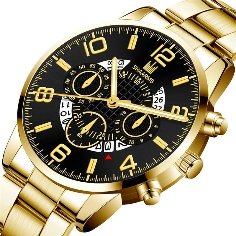 Relojes de pulsera para hombre, reloj de negocios de lujo con correa de acero inoxidable, relojes de cuarzo impermeables informales, reloj de pulsera con pantalla de fecha y calendario para hombre