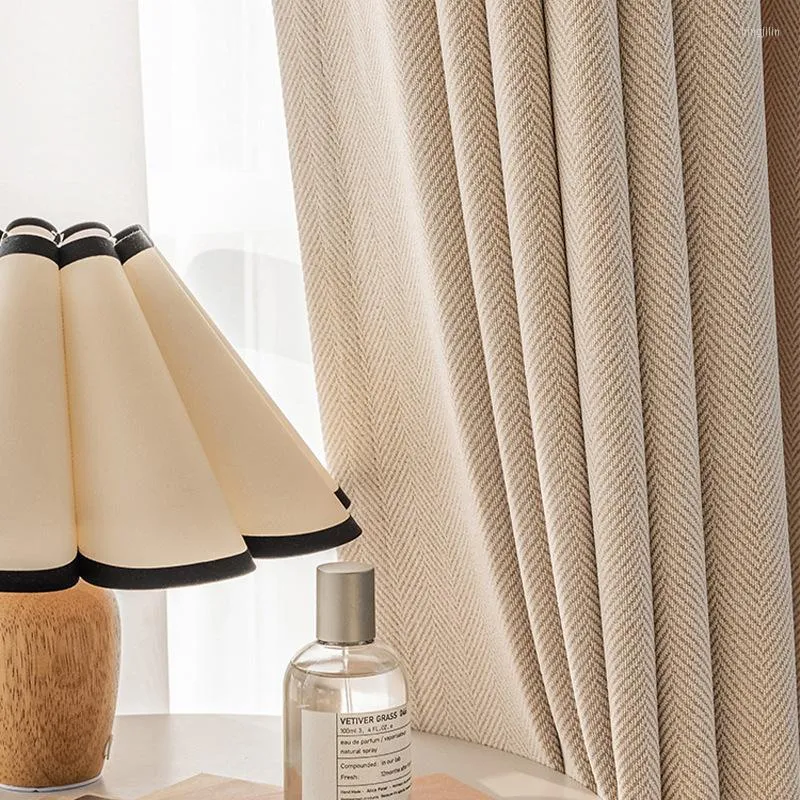 Rideau occultant rideaux de luxe pour salon Beige chevrons haute qualité japonais Thed coton lin salle à manger chambre personnalisé