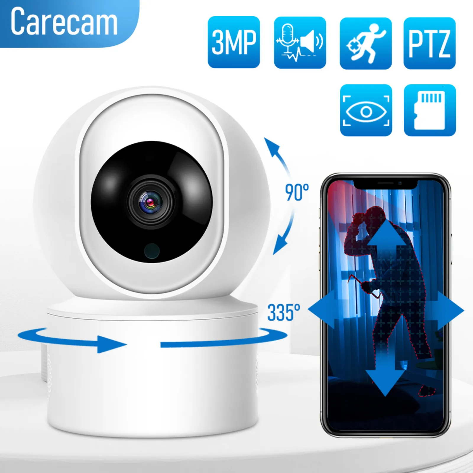 IP Cameras HD 3MP WiFi Camera Home AI Smart Baby Monitor Wireless 2-Way Audio Color Night Vision Home Security Surveillance IP PTZ Camera 230314