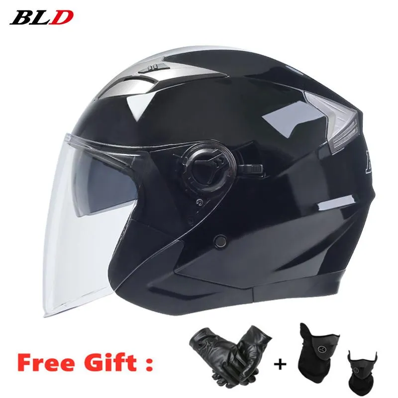 Casques de moto 2023 arrivée demi casque double lentille visage hommes femmes quatre saisons masque ouvert