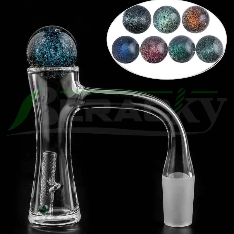 Beracky Clessidra a saldatura completa Banger al quarzo con spinner automatico con marmo di vetro Smeraldo Perle Terp Pillola di quarzo cavo 10mm 14mm 18mm Chiodi maschio femmina per impianti di bong