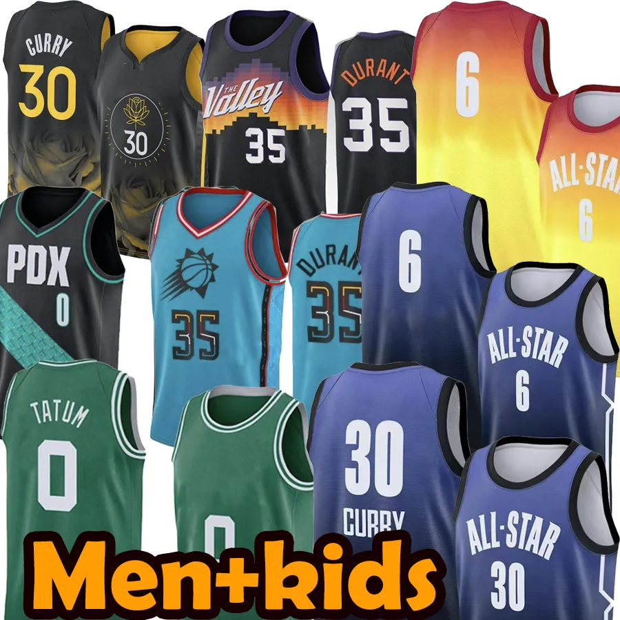 30 Curry 0 Tatum 35 Durant Sports Wear Basketball Jerseys City Edition Klay 11 Thompson Blrd 33 Damian 0 Lillard 6 All-Star Marcus Smart James Wiseman Men Kids Champion