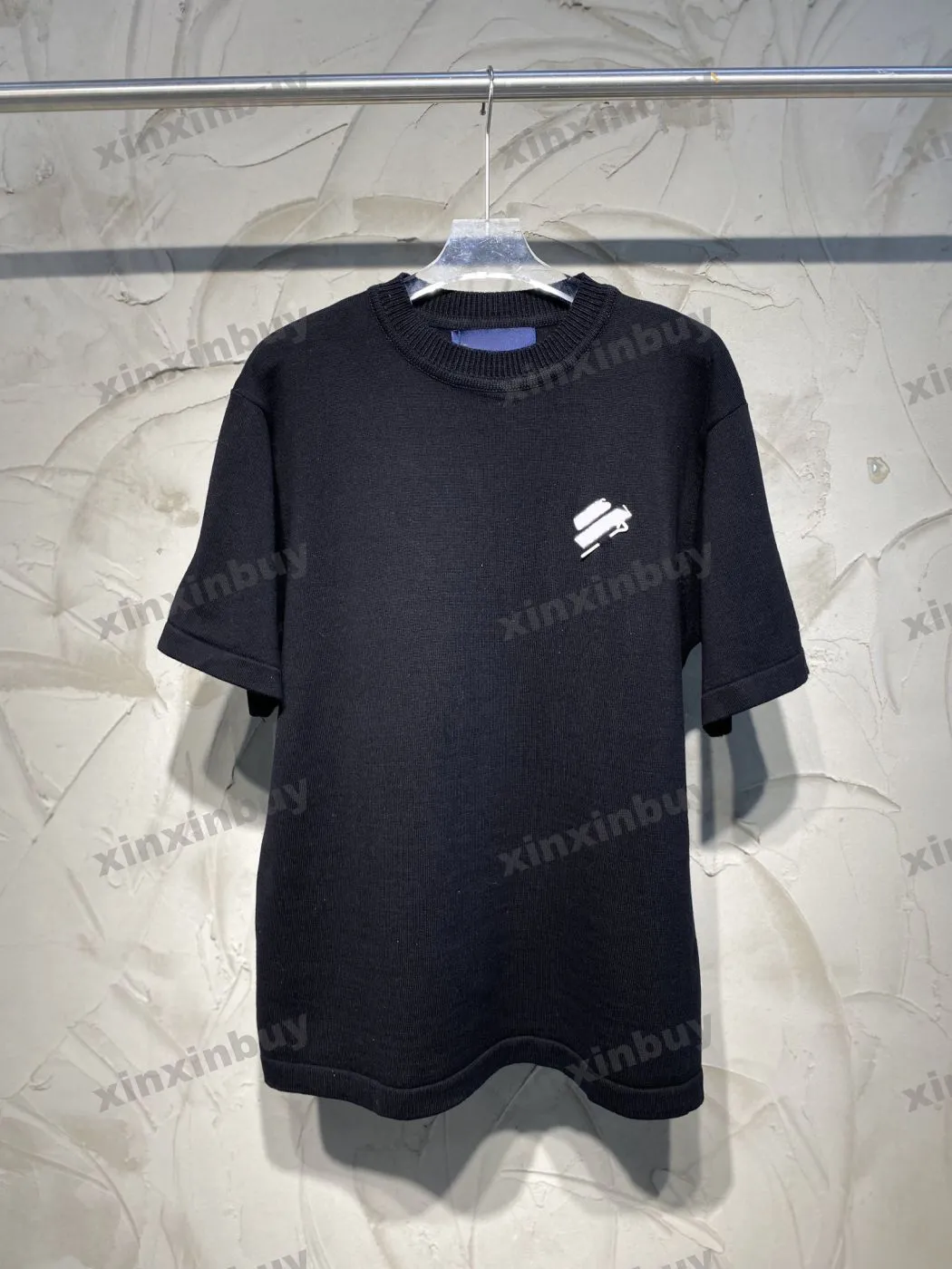 Xinxinbuy Men designer tee t shirt 23SS Paris Pin Letter Brodery Sticked Short Sleeve Cotton Women Black White XS-2XL