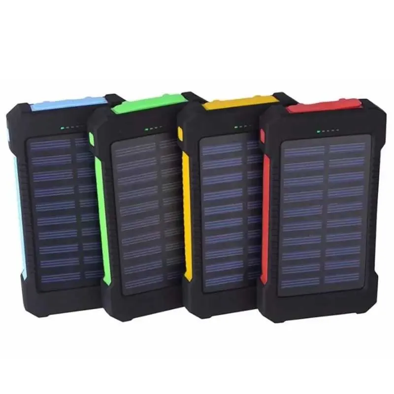 20000mAh chargeur de banque d'alimentation solaire avec lampe de poche LED boussole lampe de camping double tête panneau de batterie étanche charge extérieure téléphone portable