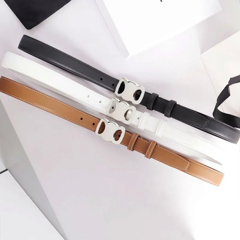 Designer Cowhide Belt Stylish Womens Leather Belts Width 2.5cm Smooth Buckle 6 Options