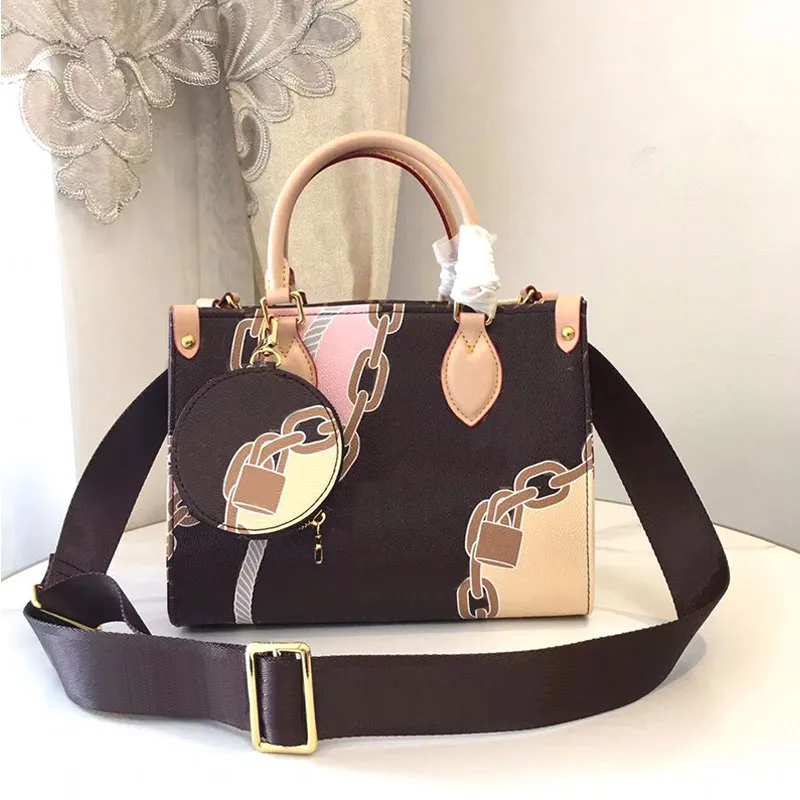 Tote Bag Women Handbag Detachable Round Coin Purse Old Flower Shoulder Crossbody Bags Summery Chains Ropes Printed Shopper Bags Adjustable Removable Nylon Strap