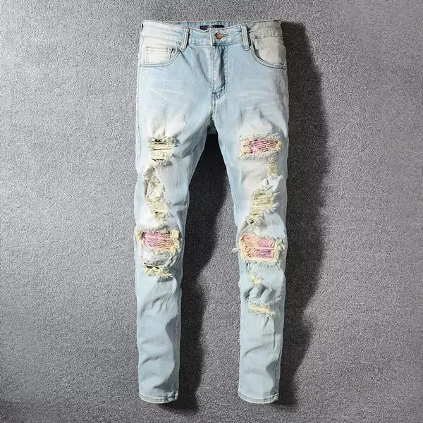 Designer Mens Jeans denim broderi byxor mode hål byxa oss storlek 28-40 hiphop nödställda blixtlåsbyxor för manlig 2023 topp sälj 13