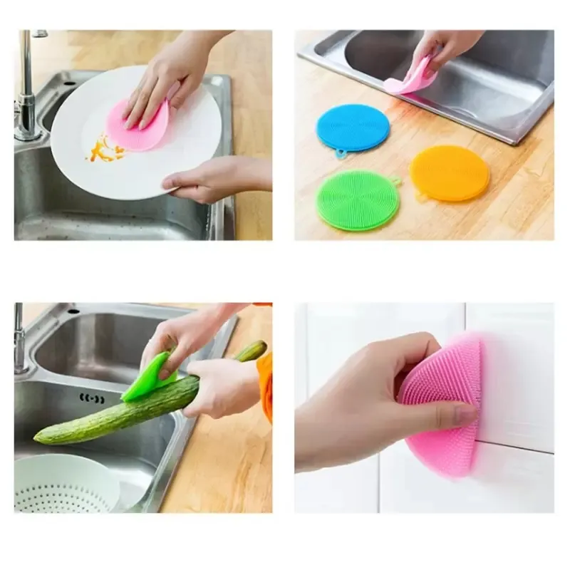 Silicone plat bol brosses de nettoyage multifonction 5 couleurs tampon à récurer Pot casserole lavage brosse nettoyant cuisine vaisselle lavage