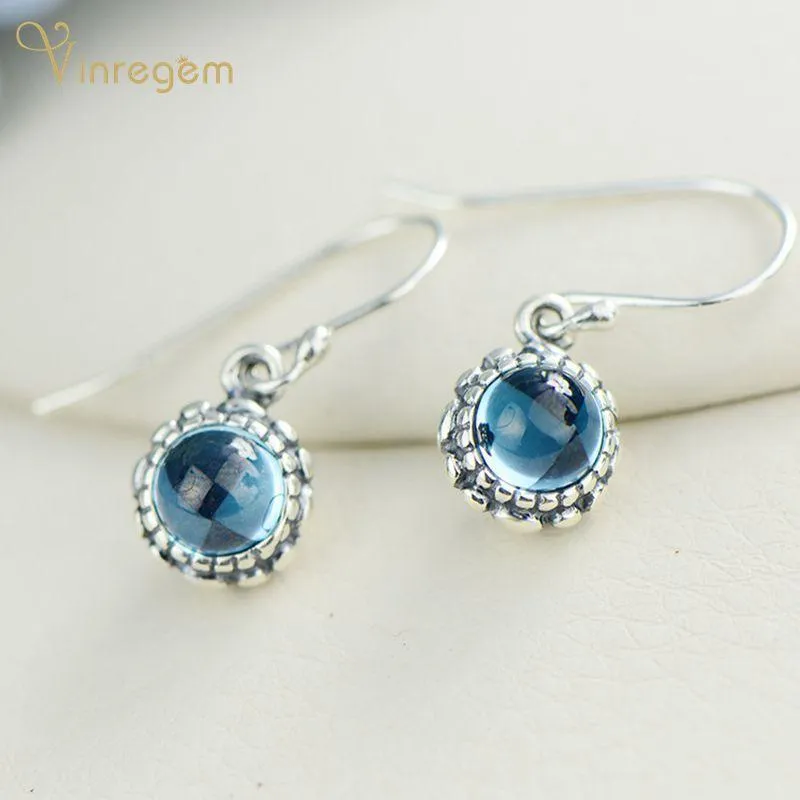 Dangle Earrings & Chandelier Vinregem 925 Sterling Silver Blue Topaz Gemstone Wedding Engagement Romantic Drop For Women Fine Jewelry