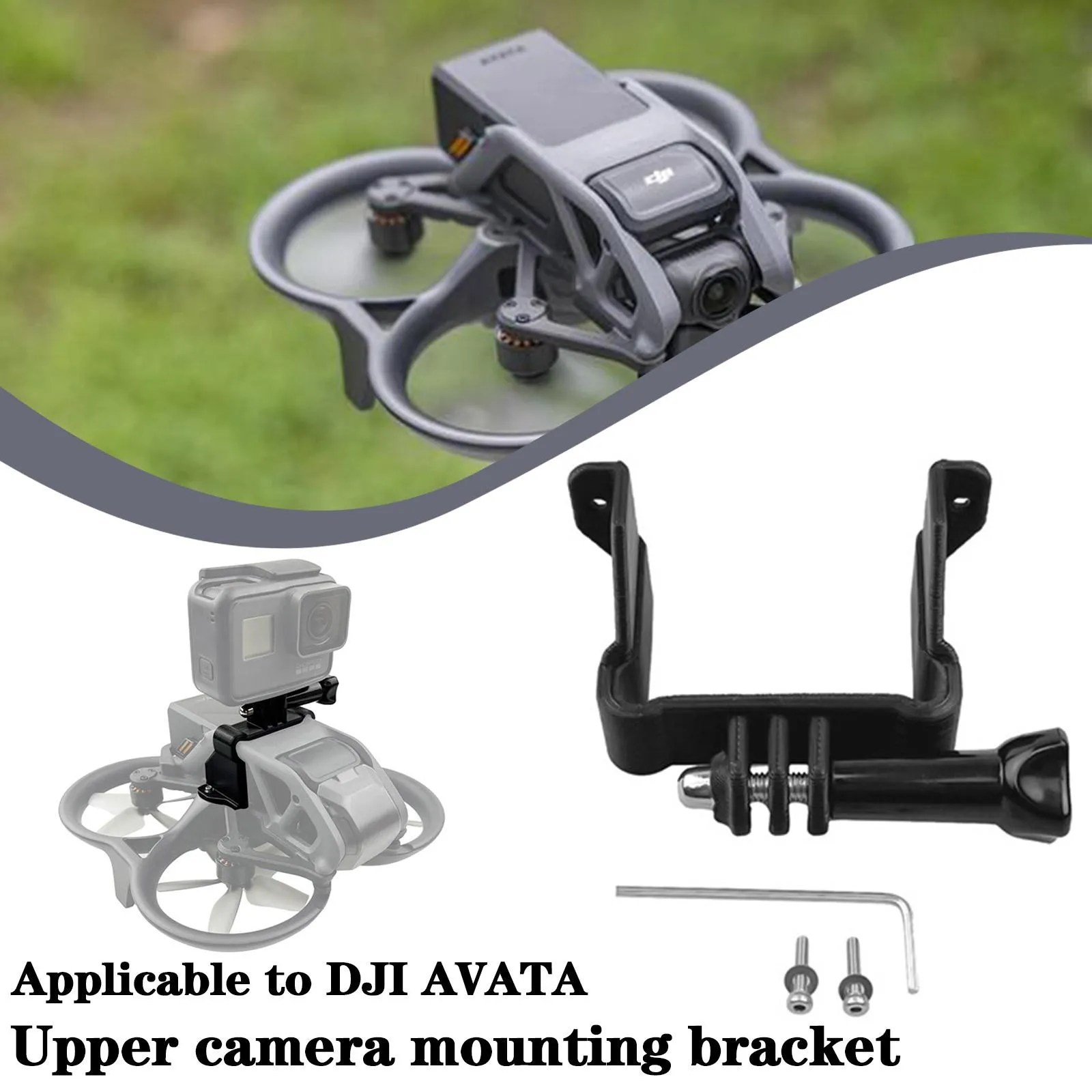 Staffa di montaggio per drone Trasferimento telecamera panoramica per GoPro Staffa di montaggio per montaggio superiore per DJI AVATA