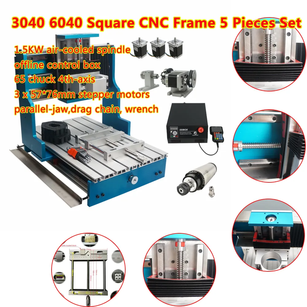 CNC-Rahmenteile, Linearführung, Maschinenschiene, Rack 6040 3040, Gravierrahmen mit Spindel-Offline-Controller, rotierende 4. Achse