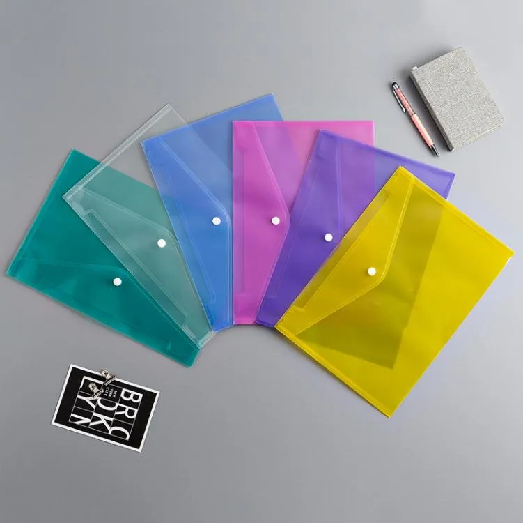 A4 Clear Document Folders - Snap Button Filing Envelopes, Transparent ...