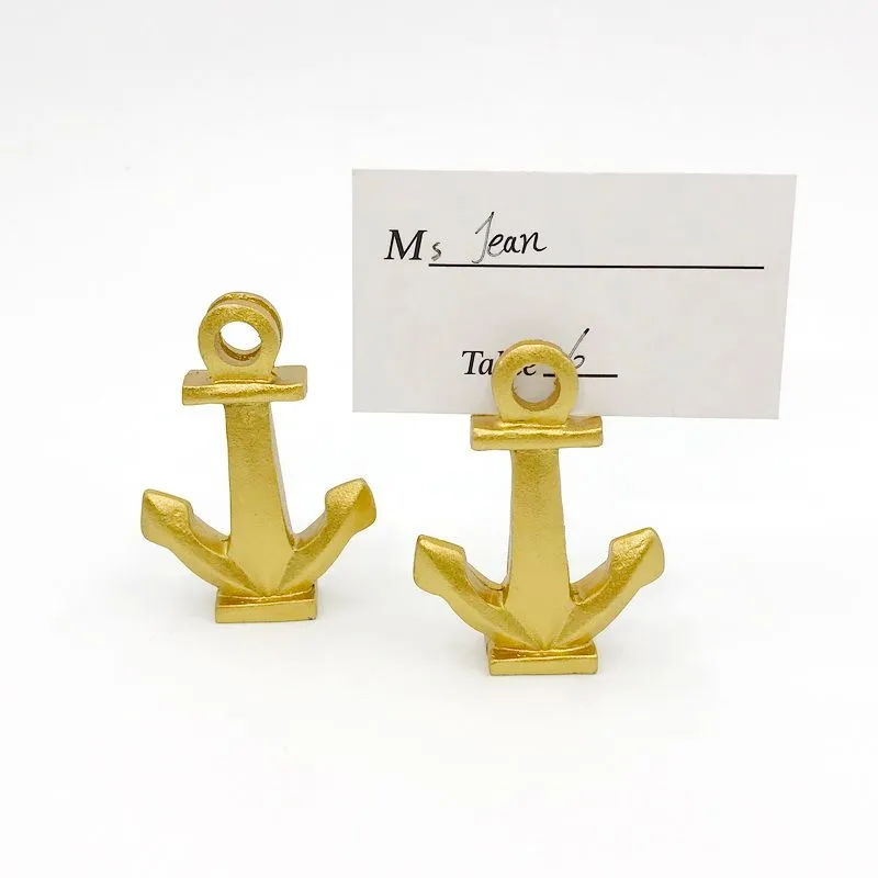 80st Nautical Theme Party Supplies Gold Anchor Place Card Holder Wedding Birthday Brud Shower Favors Namnkort Holder RRA