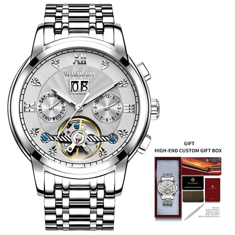 Orologio Meccanico Automatico Uomo – Stile Militare Con Cassa Scheletro E Lancette Luminose, Triangolo - 3