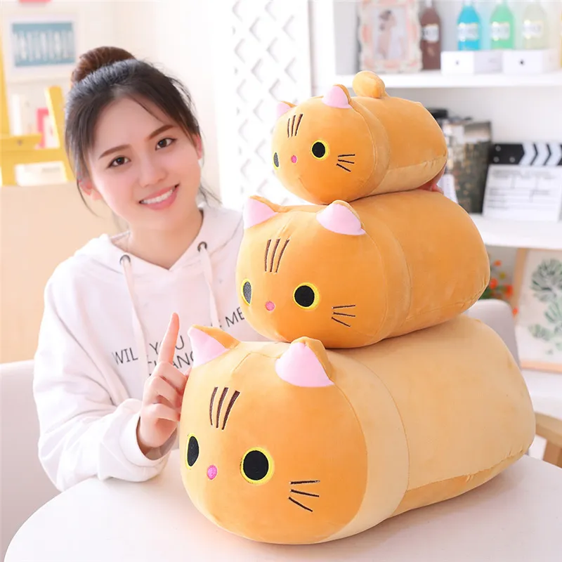 新しい25-100cmかわいいぬいぐるみソフトブラック猫ホワイト猫枕バックレストクリップレッグ睡眠枕