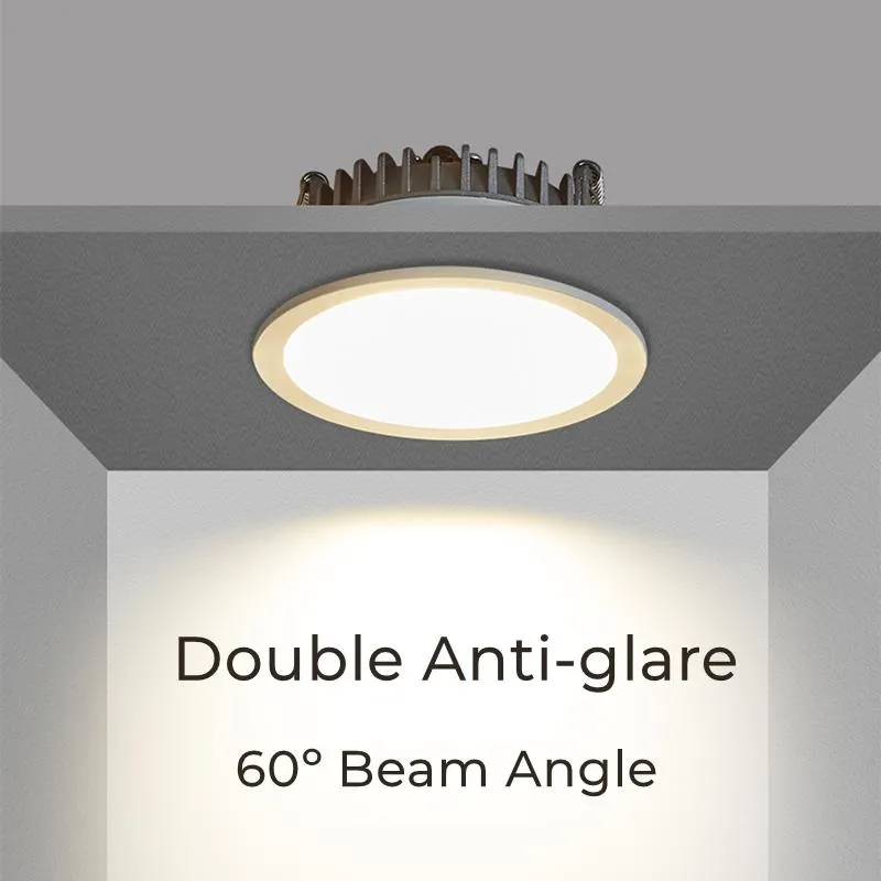 Downlights Deep Anti-glare LED Downlight Frameless Recessed Dimmable 5W 7W 12W Ceiling Lamp Bedroom Living Room Kitchen Aisle Spot Lighting