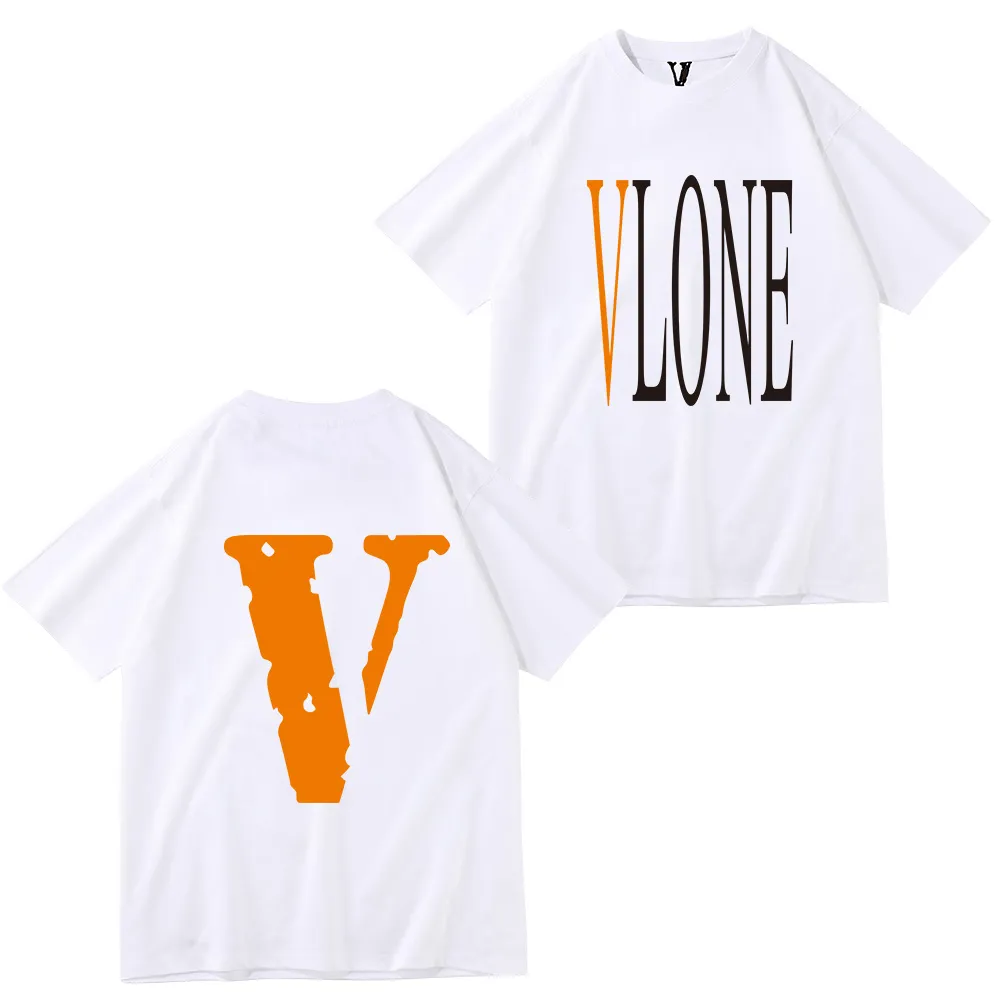 2024 VLONE Brand T shirt Summer Mens Women Designers letter Loose Apparel Fashion Black white Luxurys Clothing Street Polos Vlone Clothes