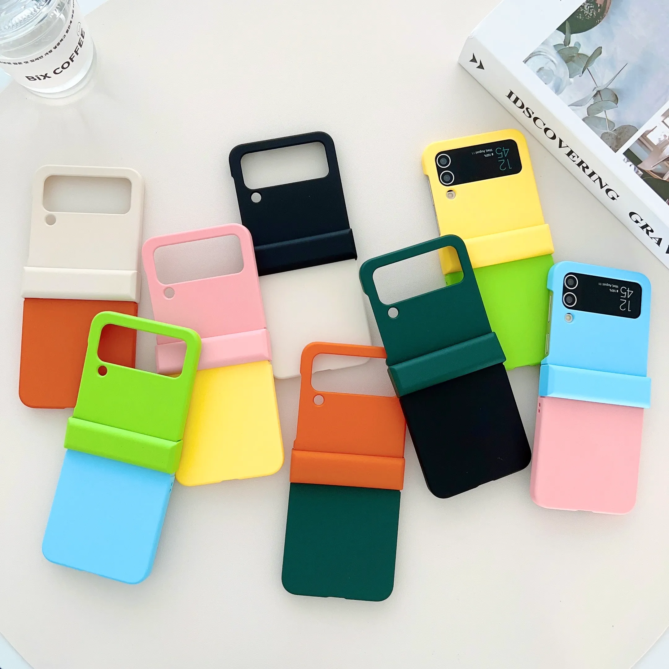 Geleidelijke harde gevallen voor Samsung Galaxy Z Flip 3 Flip 4 Case Matte plastic scharnierbeveiligingsbedekking