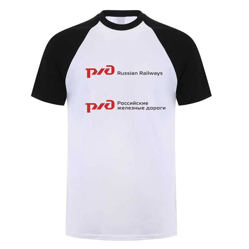 Мужские футболки Новая русская железнодорожная футболка RZD Летняя рубашка с коротки