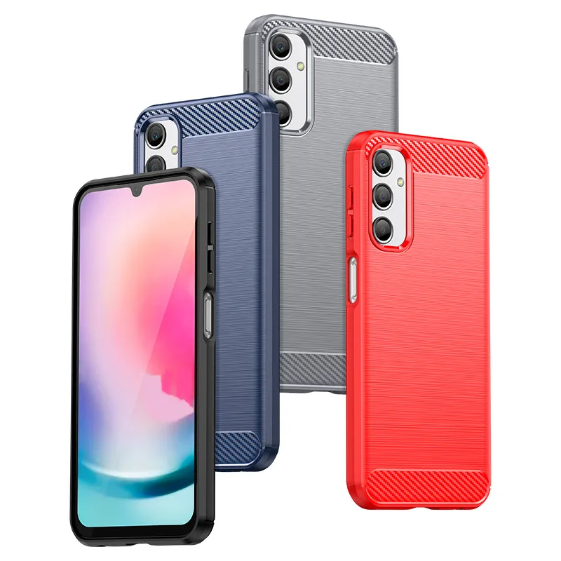 Fundas de TPU blandas de fibra de carbono para Samsung Galaxy A24 A14 4G A34 A54 5G A22E A23E A04 M13 M23 Xcover 6 Pro M33 M53 A23 A03S, funda a prueba de golpes