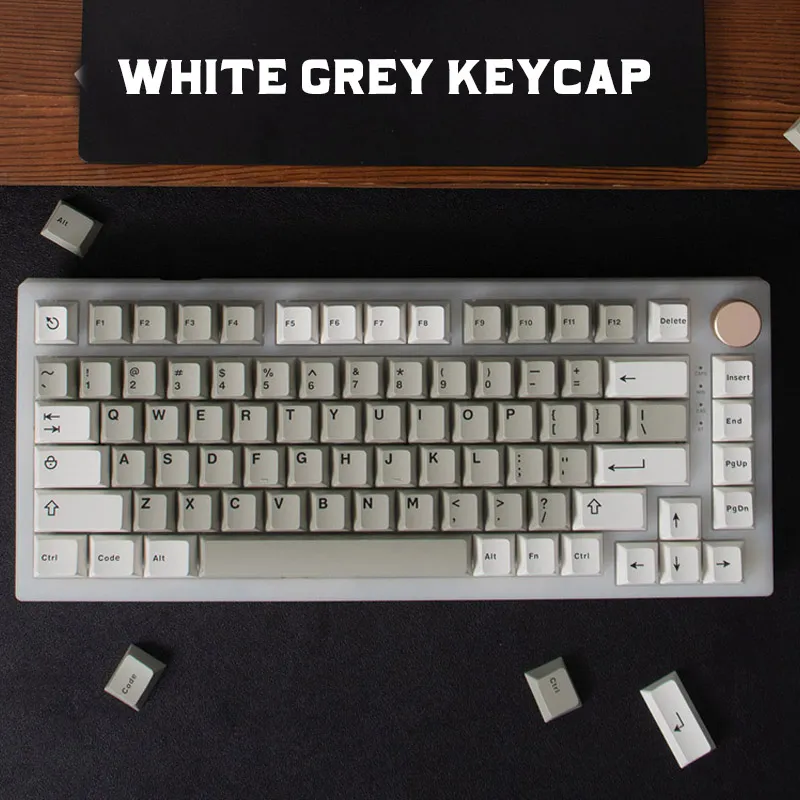 Клоны GMK Белый серый 121 клавиши с двойным выстрелом keycap YMK Кейп -скачок английский индивидуальный личность Клавишки для механической клавиатуры RK61/87/