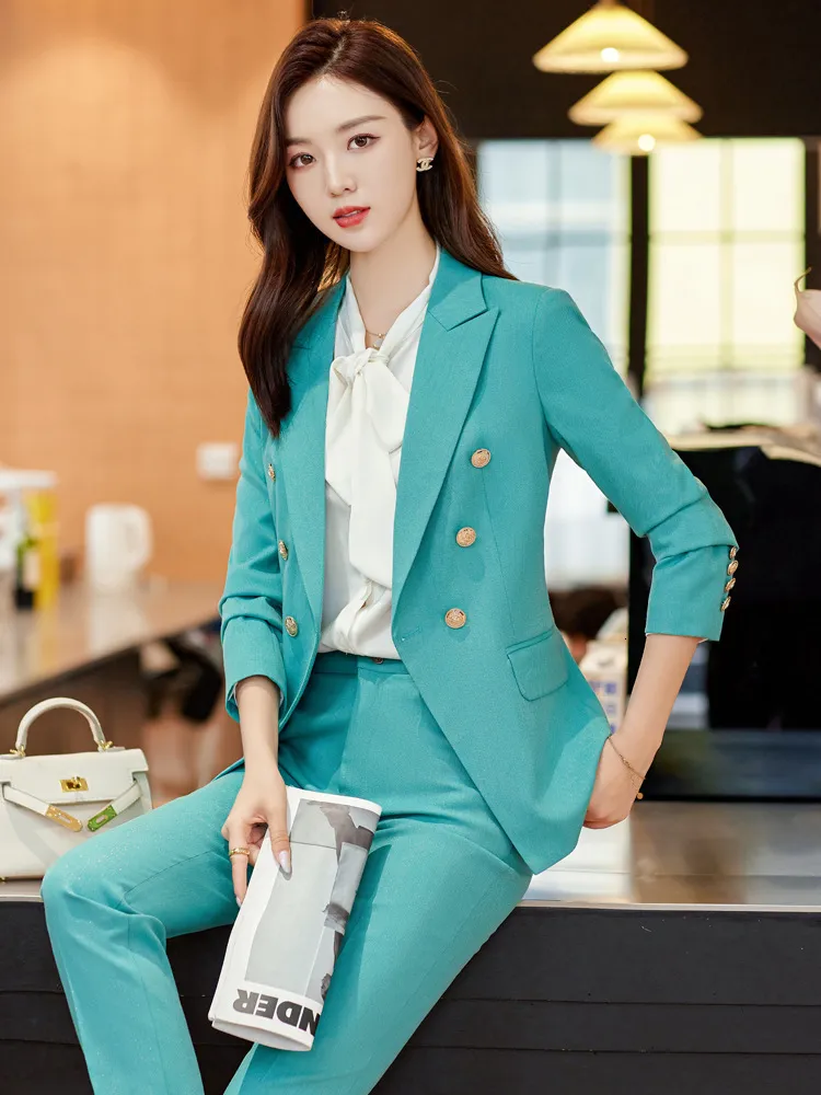 Women s Suits Blazers Ladies Elegant Long Sleeve Professional Women Business Suits with Pants and Jackets Coat Office Work Wear Blazers Pantsuits