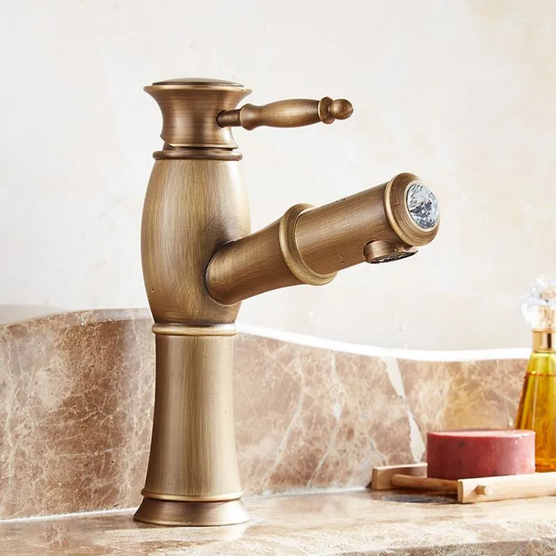 Rubinetti per lavandino del bagno Rubinetto per lavabo retrò estraibile Rubinetto antico Vari stili Maniglia singola europea spazzolata