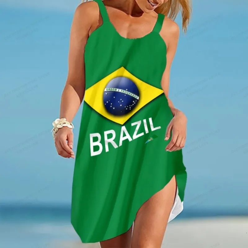Casual Knee-Length Brazil Flag Dress for Women Spaghetti Strap Boho Beach Sundress from Dhgate Basic & Casual Dresses