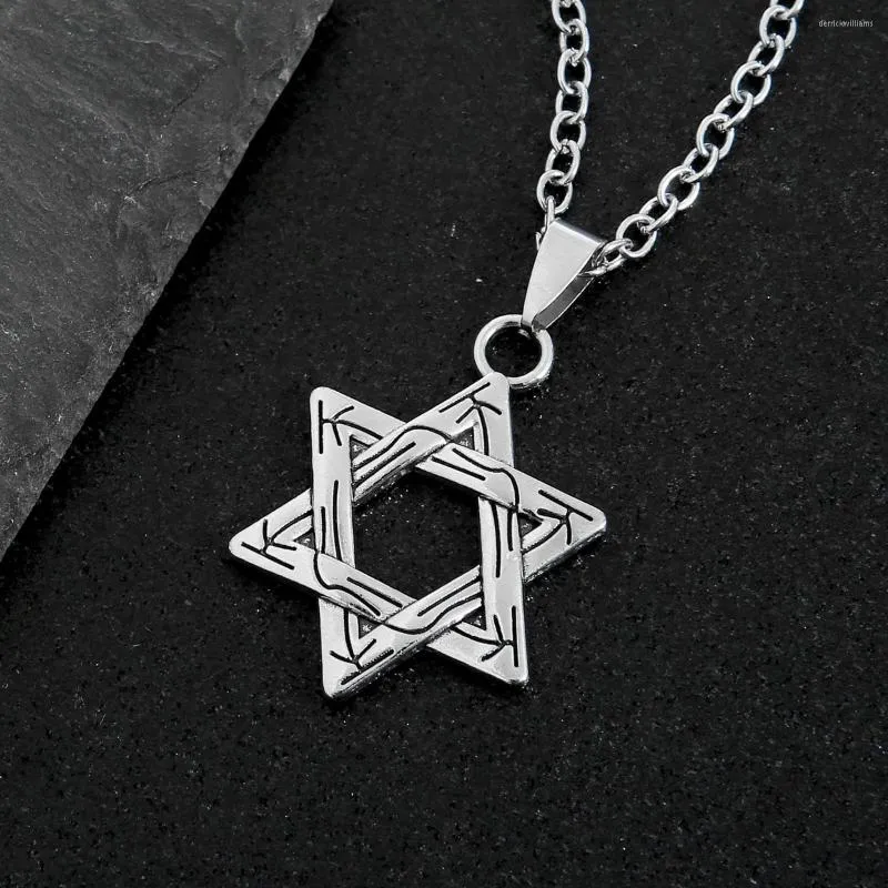 Ketens roestvrij staal unisex accessoires ketting retro hexagram dubbelzijdige hangselpaar legering goth groothandel