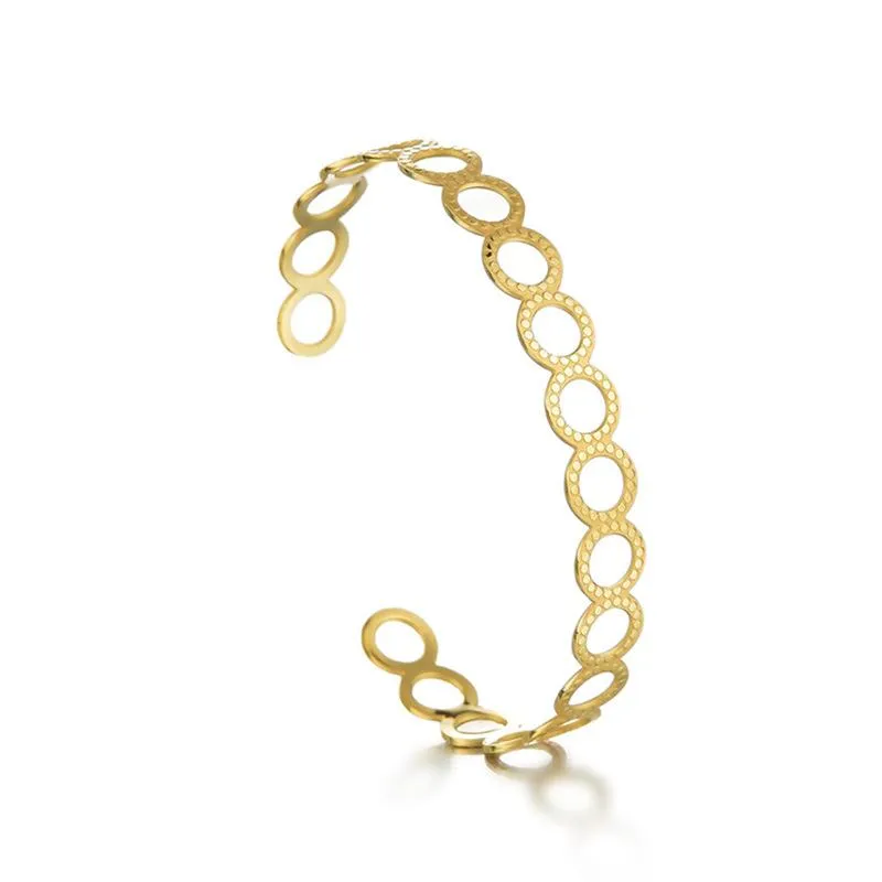 Bracelet de mode 8mm évider des bracelets de manchette ronds en gros couleur or en acier inoxydable ouvert bracelets pour femme hommes bijoux vintage