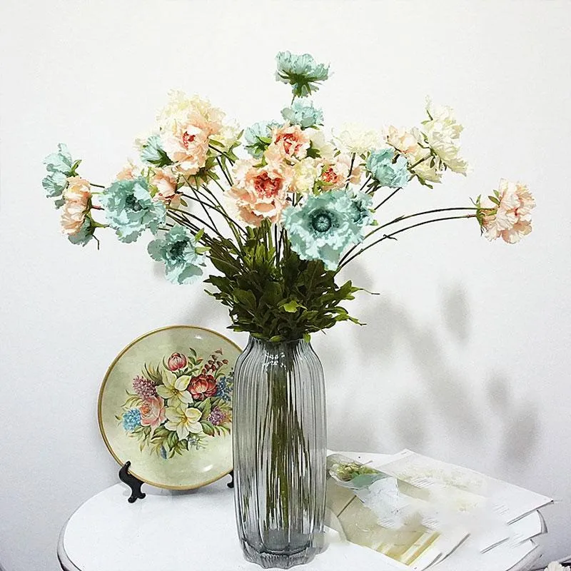 Couronnes de fleurs décoratives 64cm branche de chrysanthème artificielle en soie bricolage mariage décoration de la maison fleur pour Bouquet de Scrapbooking