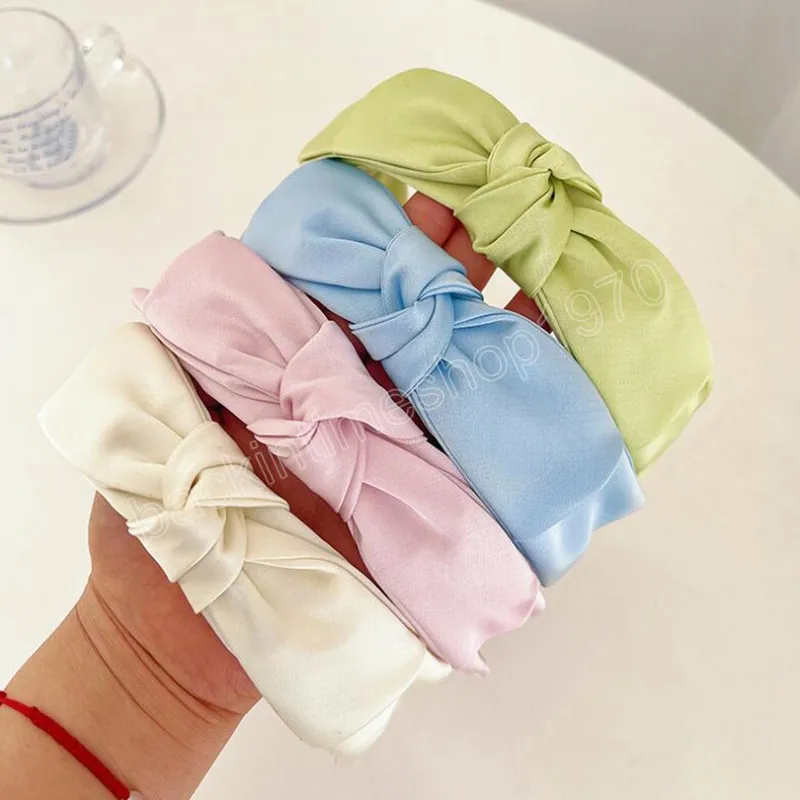 Fashion Women Hoofdband Fresh Color Spring Haarband Big Bowknot Tulband Tulband Volwassen Haaraccessoires